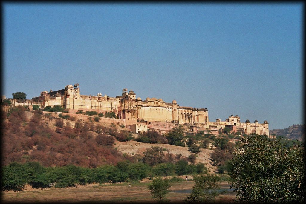 Amber Fort can be seen from anywhere in Jaipur.   It was built for residential purposes (not defensive).